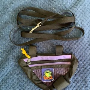 Dog leash and poo bag holder